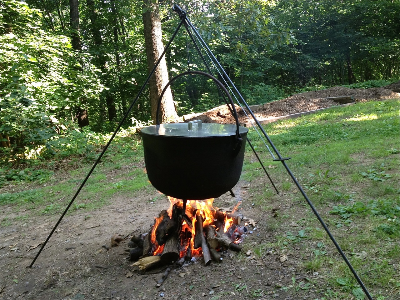 Cast Iron Caldron, Butcher Kettle, iron Pot, with drain hole.